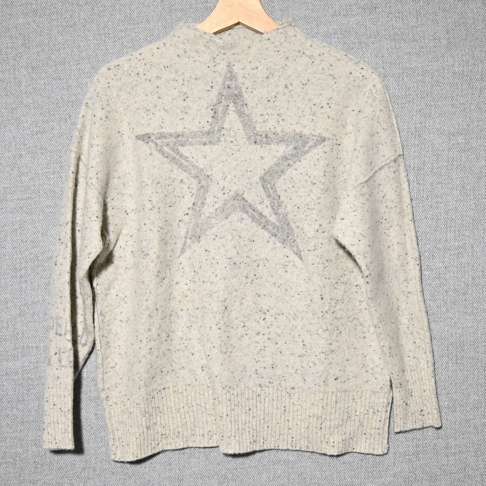 Pilcro Sweater Womens Star Back Cashmere Pullover M Oatmeal Speckle